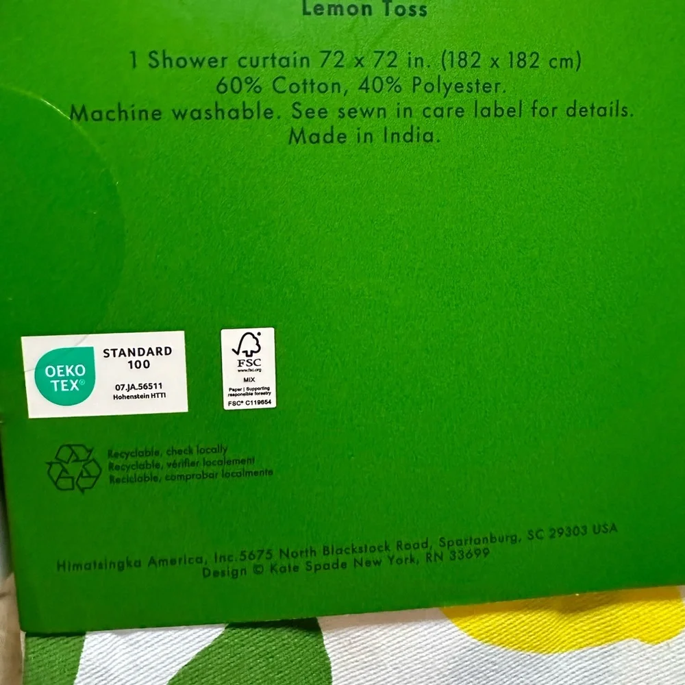 NEW kate spade NEW YORK Shower Curtain Lemon Toss 72 x 72 in Price FIRM!